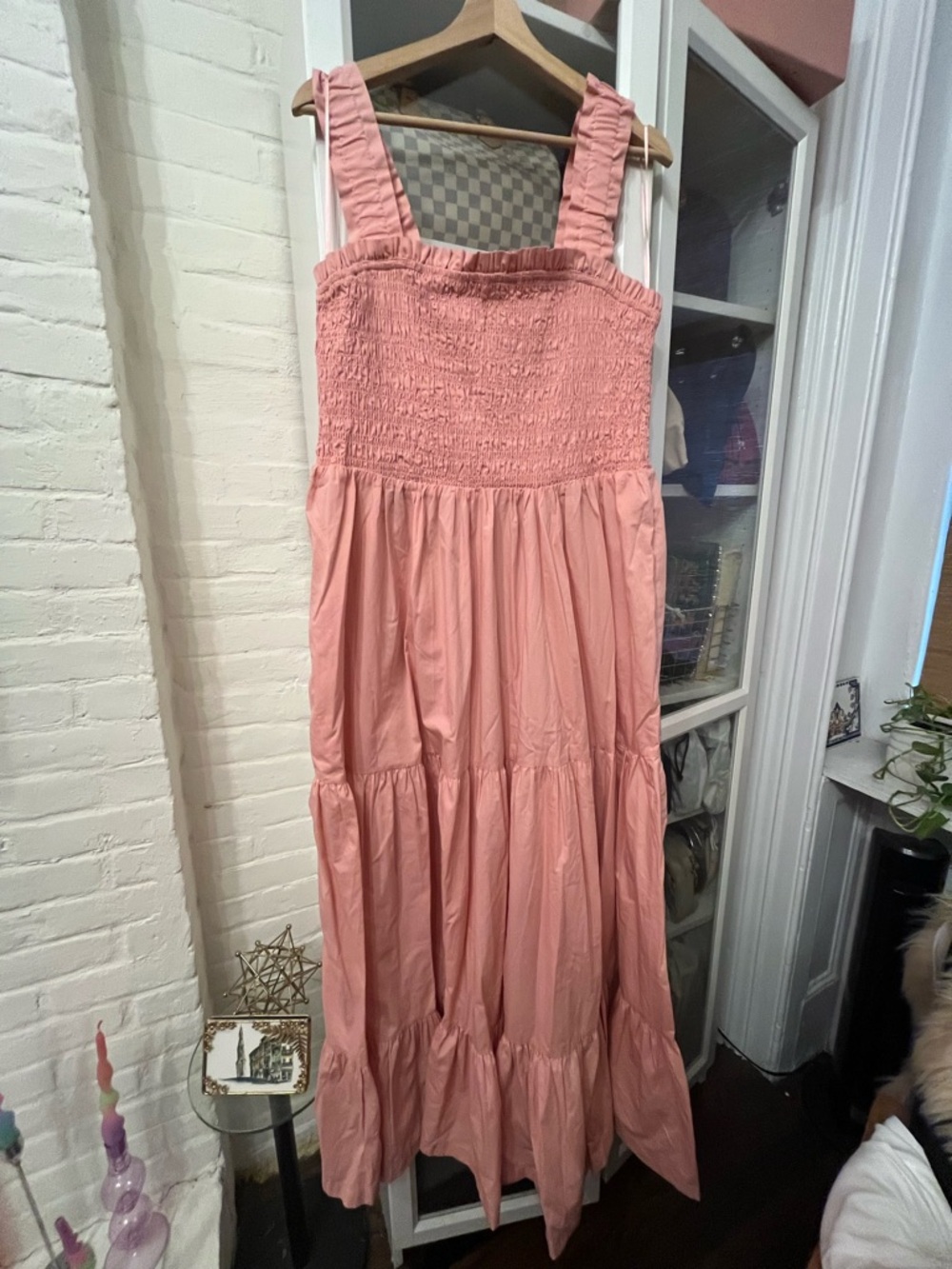 Abercrombie & Fitch Smocked Square Neck Maxi Dress in Dusty Rose